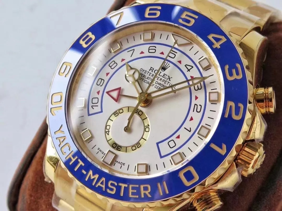 Yacht-Master II m116688 White Dial Blue Bezel Yellow Gold AR 1:1 Best Edition 7750