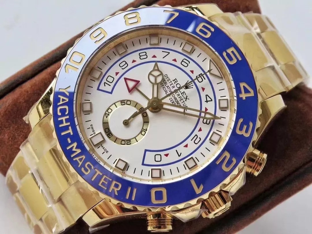Yacht-Master II m116688 White Dial Blue Bezel Yellow Gold AR 1:1 Best Edition 7750